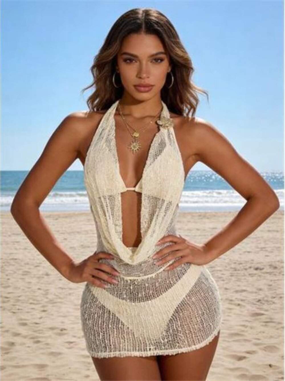 Halter Neck Knitted Cover-Up Dress